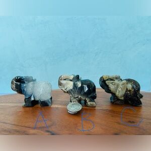 Volcano Agate Elephant Hand Carved Stone Crystal  1 pc Worry Stone Grounding